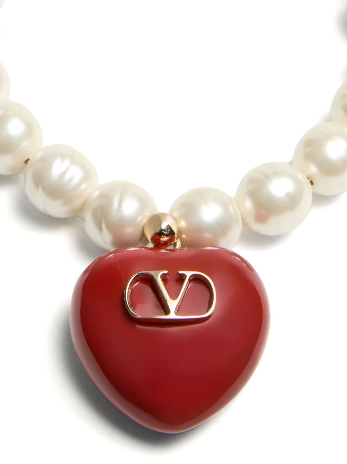 Valentino Garavani Coeur Royal Red Enamel & Glass Bead Bracelet