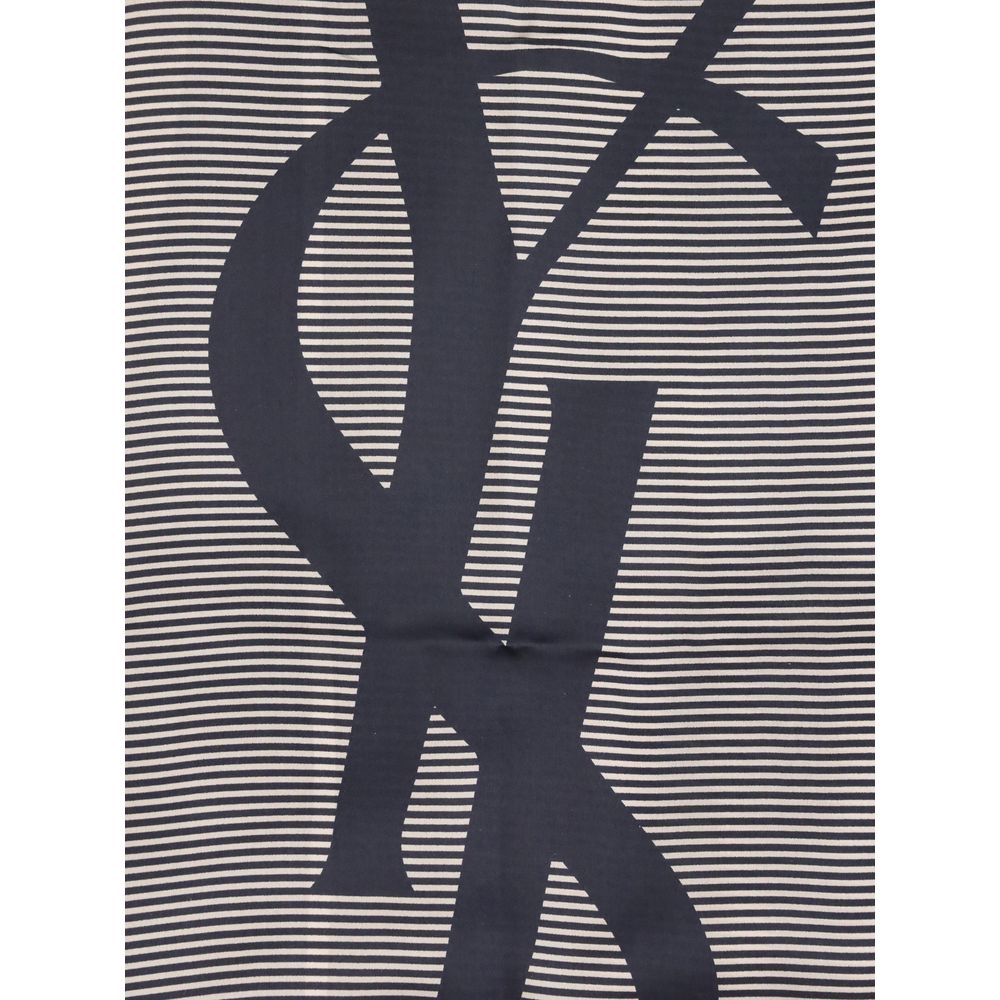 Saint Laurent Cassandre Blue Striped Silk Stole