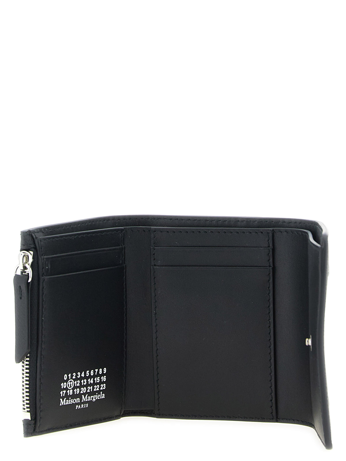 Maison Margiela Four Stitches Black Calf Leather Tri-Fold Wallet