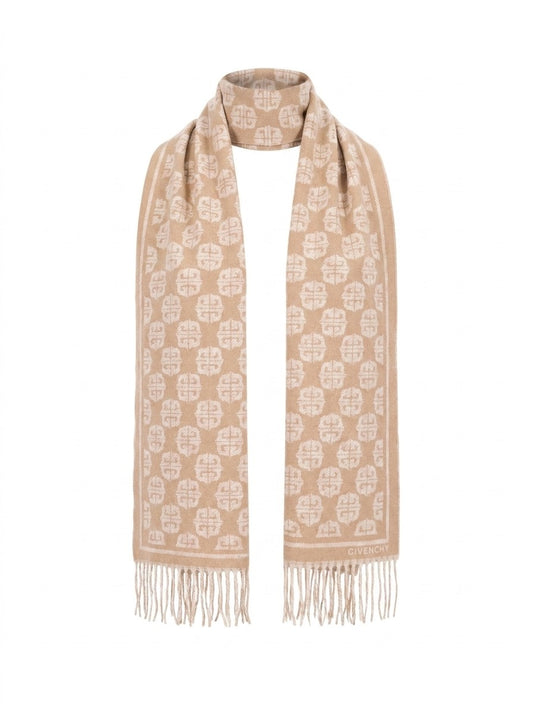 Givenchy Beige Logo Wool Scarf