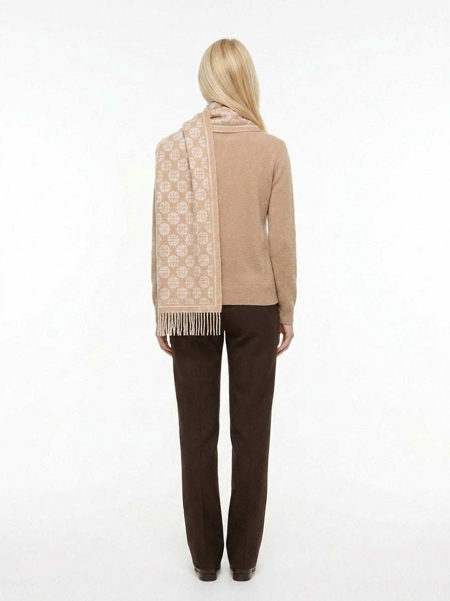 Givenchy Beige Logo Wool Scarf