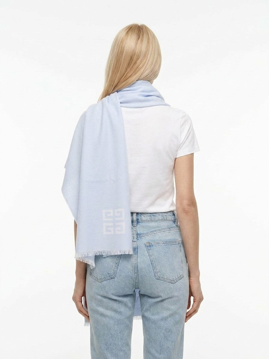 Givenchy Pale Blue Wool Scarf