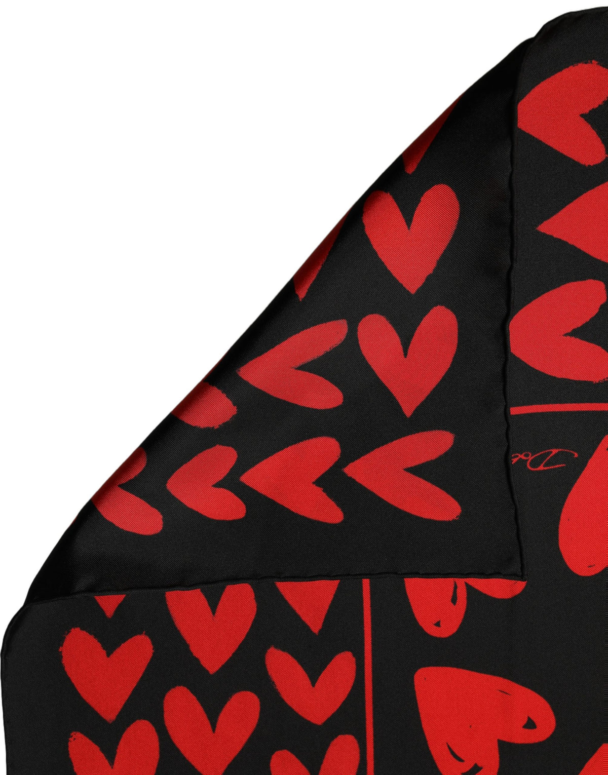 Dolce & Gabbana Black & Red Heart Silk Foulard