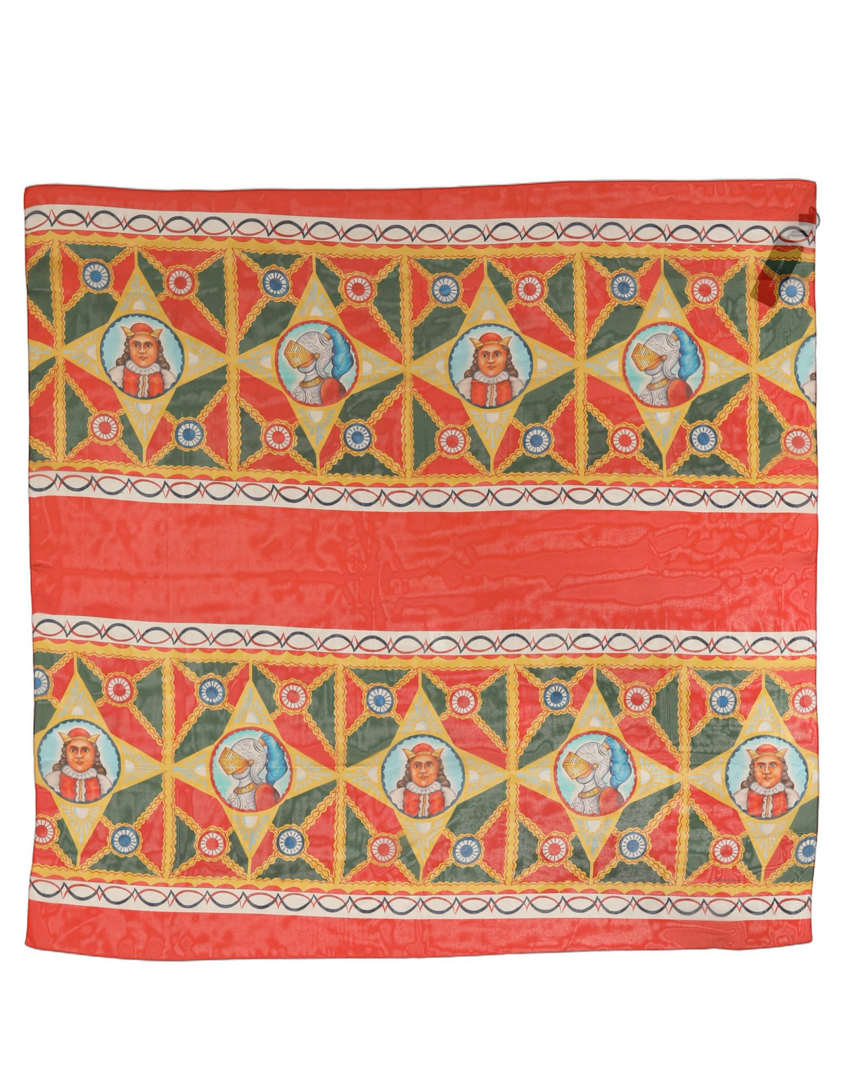 Dolce & Gabbana Pink Framed Portrait & Geometric Silk Foulard