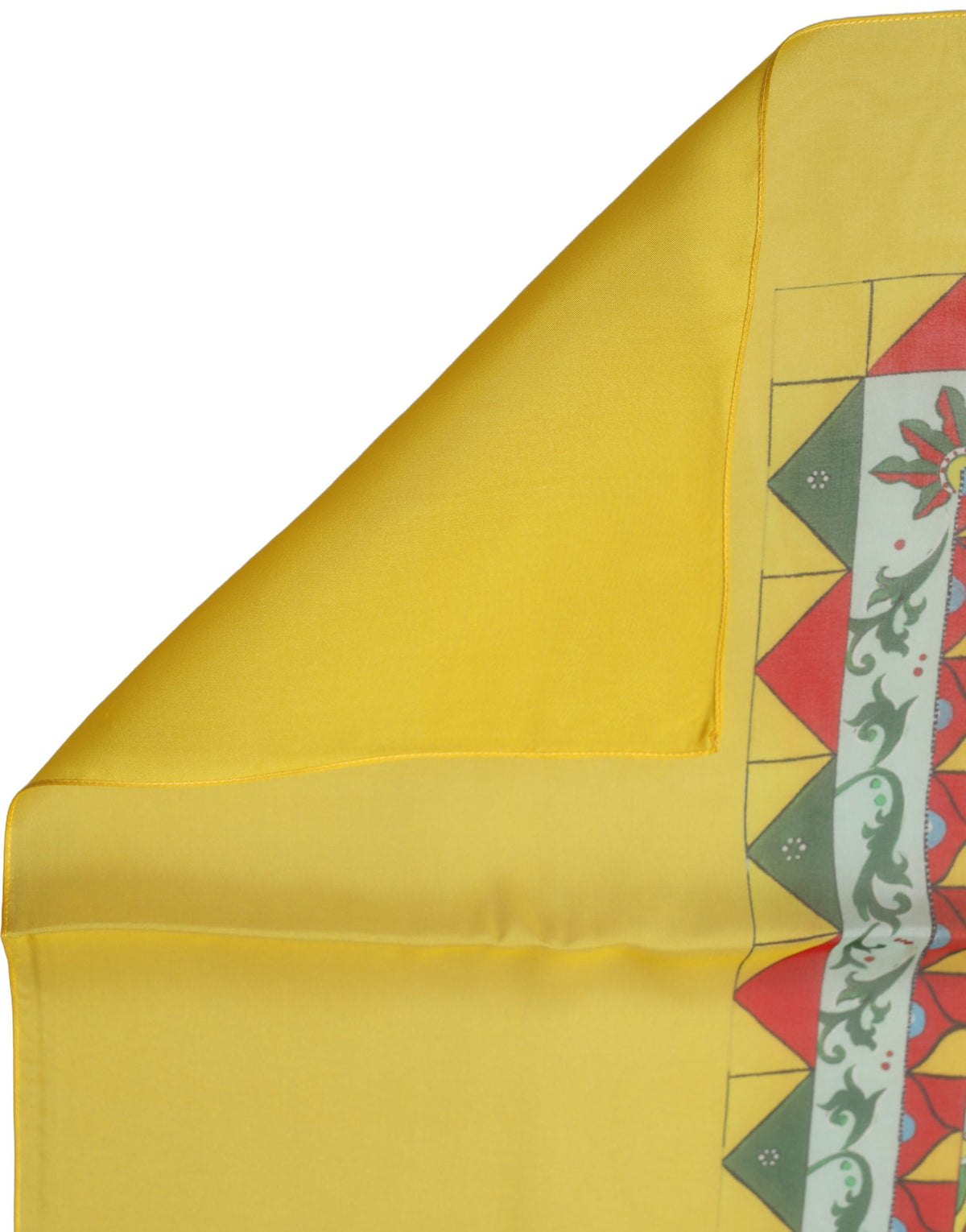 Dolce & Gabbana Yellow Portrait & Geometric Silk Stole