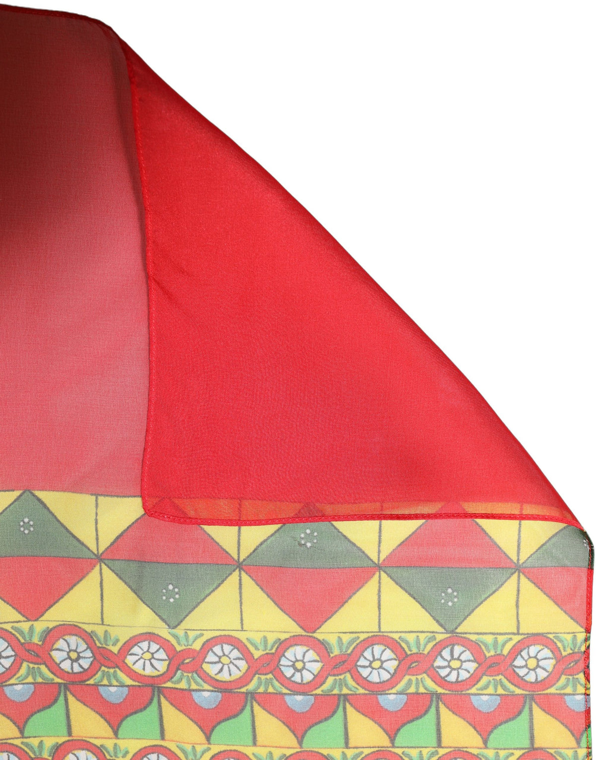 Dolce & Gabbana Red Geometric Border Silk Stole