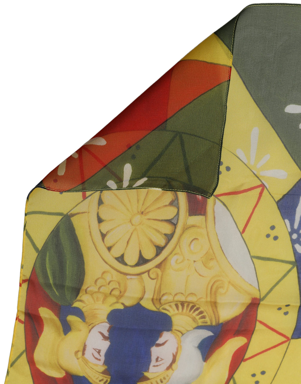 Dolce & Gabbana Green Framed Portrait & Geometric Silk Stole