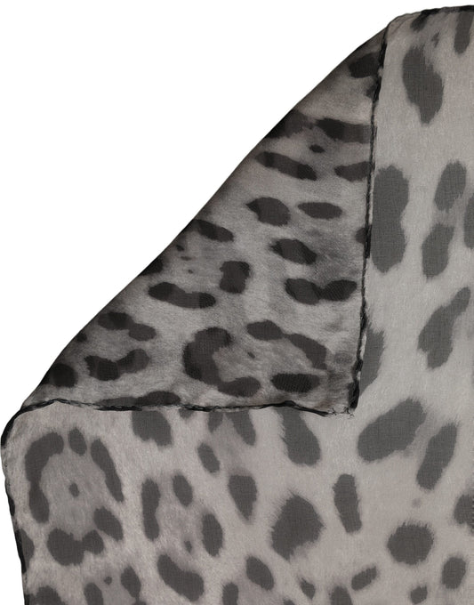 Dolce & Gabbana Gray Leopard Print Silk Foulard
