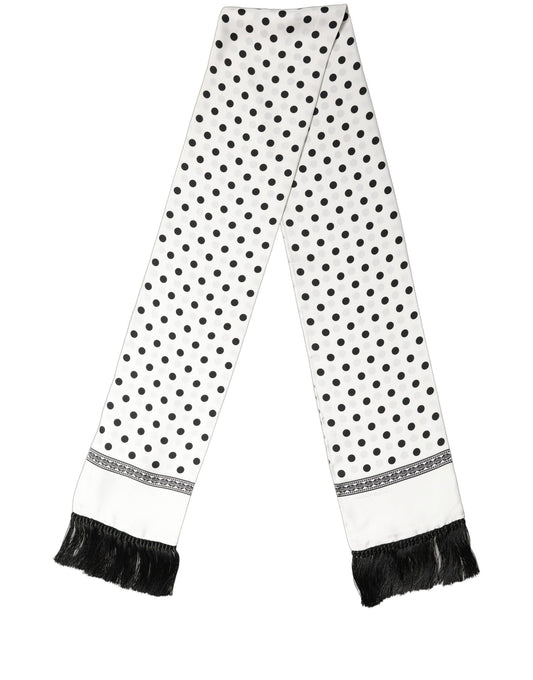 Dolce & Gabbana Black & White Polka Dot Silk-Blend Scarf