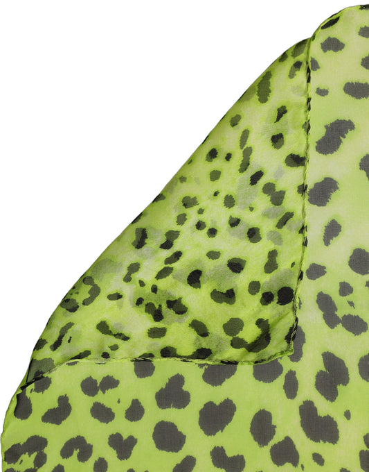 Dolce & Gabbana Green Leopard Print Silk Foulard