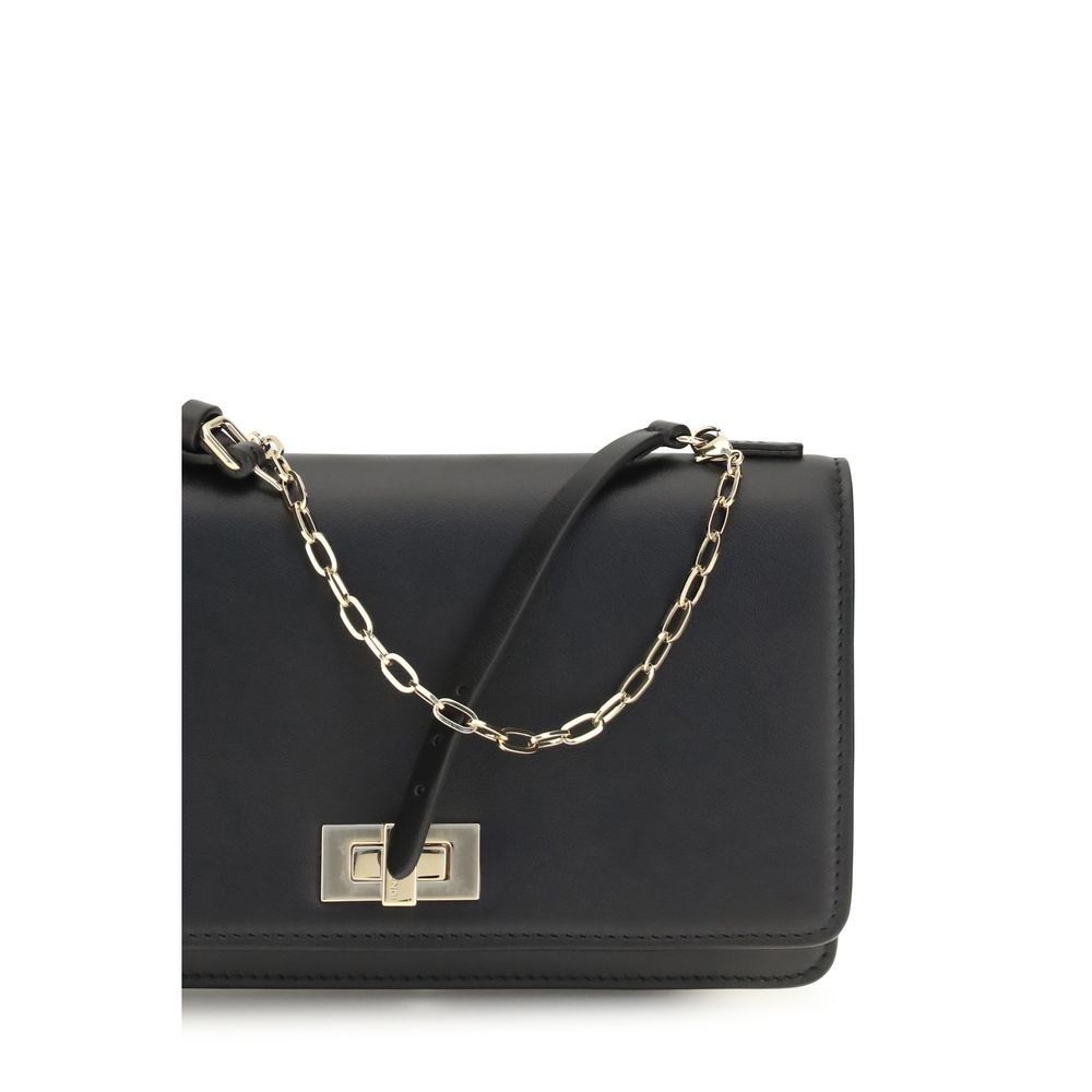 Fendi Peekaboo Black Calf Leather Wallet on Chain