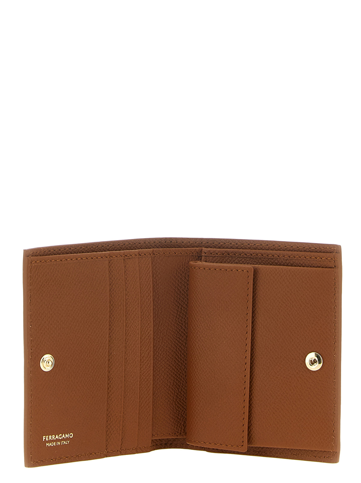 Ferragamo Gancini Natural Brown Calf Leather Compact Wallet
