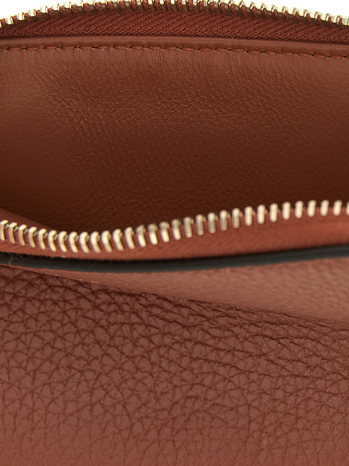 Chloé Alphabet Garnet Brown Calf Leather Zip Cardholder