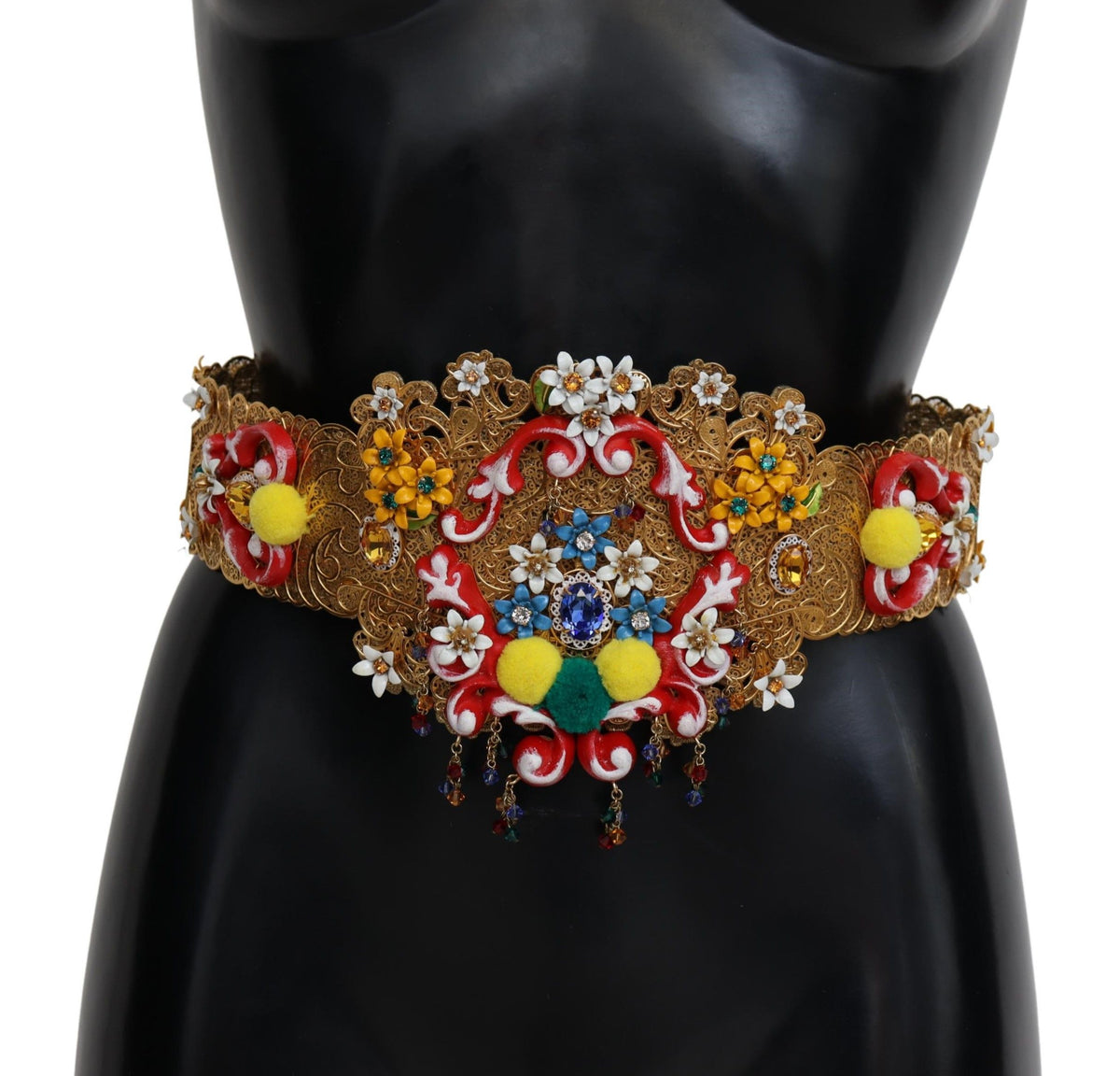Dolce & Gabbana Multicolor Carretto Crystal-Embellished Waist Belt