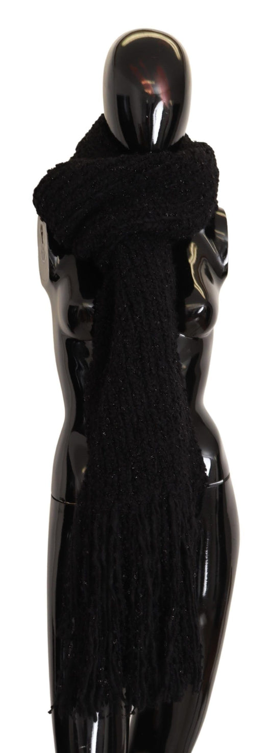 Dolce & Gabbana Black Wool-Blend Knit Scarf
