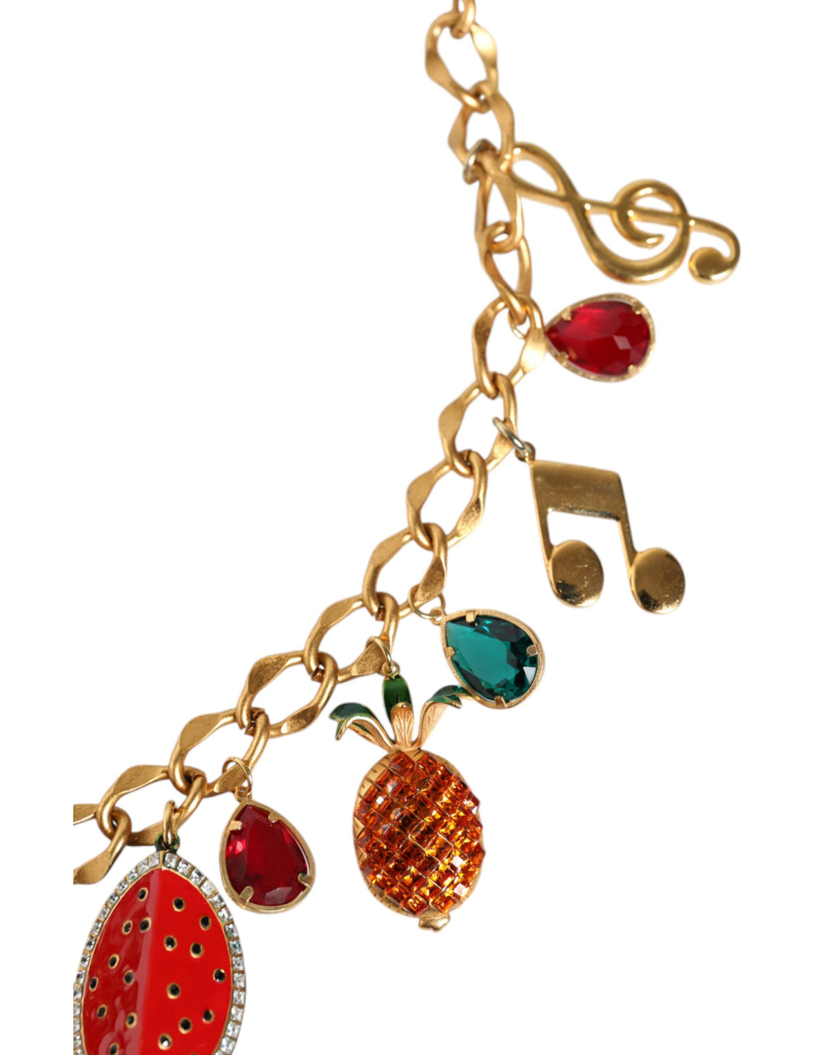 Dolce & Gabbana Gold-Tone Brass Fruity Crystal-Embellished Chain Belt