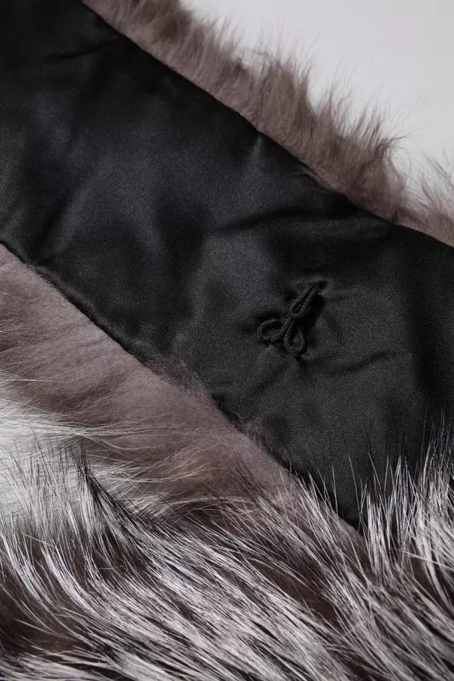 Dolce & Gabbana Gray Silver Fox Fur Collar