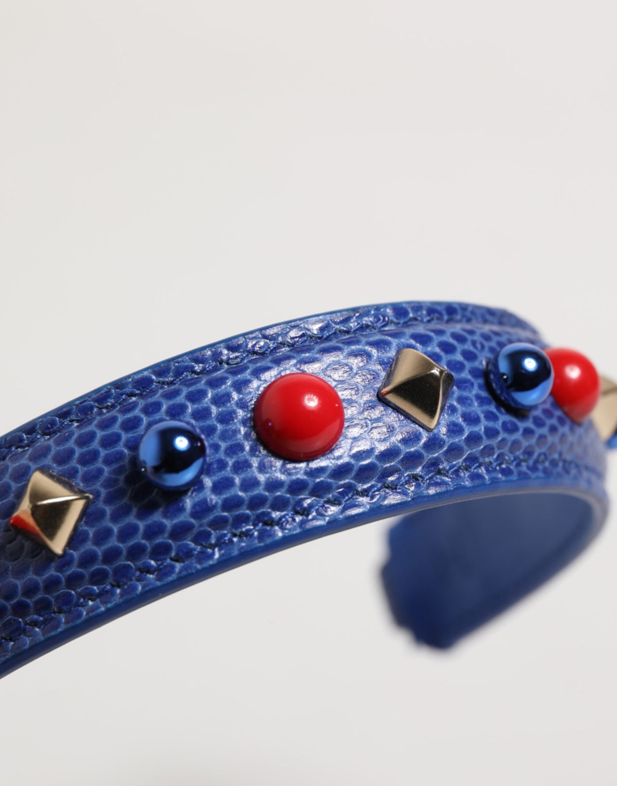 Dolce & Gabbana Blue Embellished Calf Leather Bag Strap