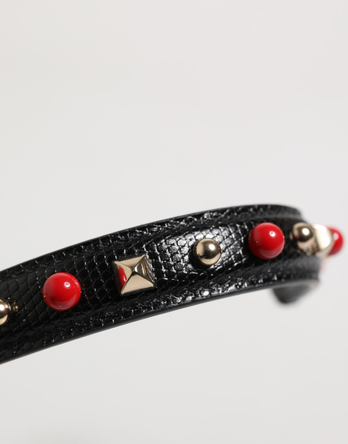Dolce & Gabbana Black Embellished Calf Leather Bag Strap
