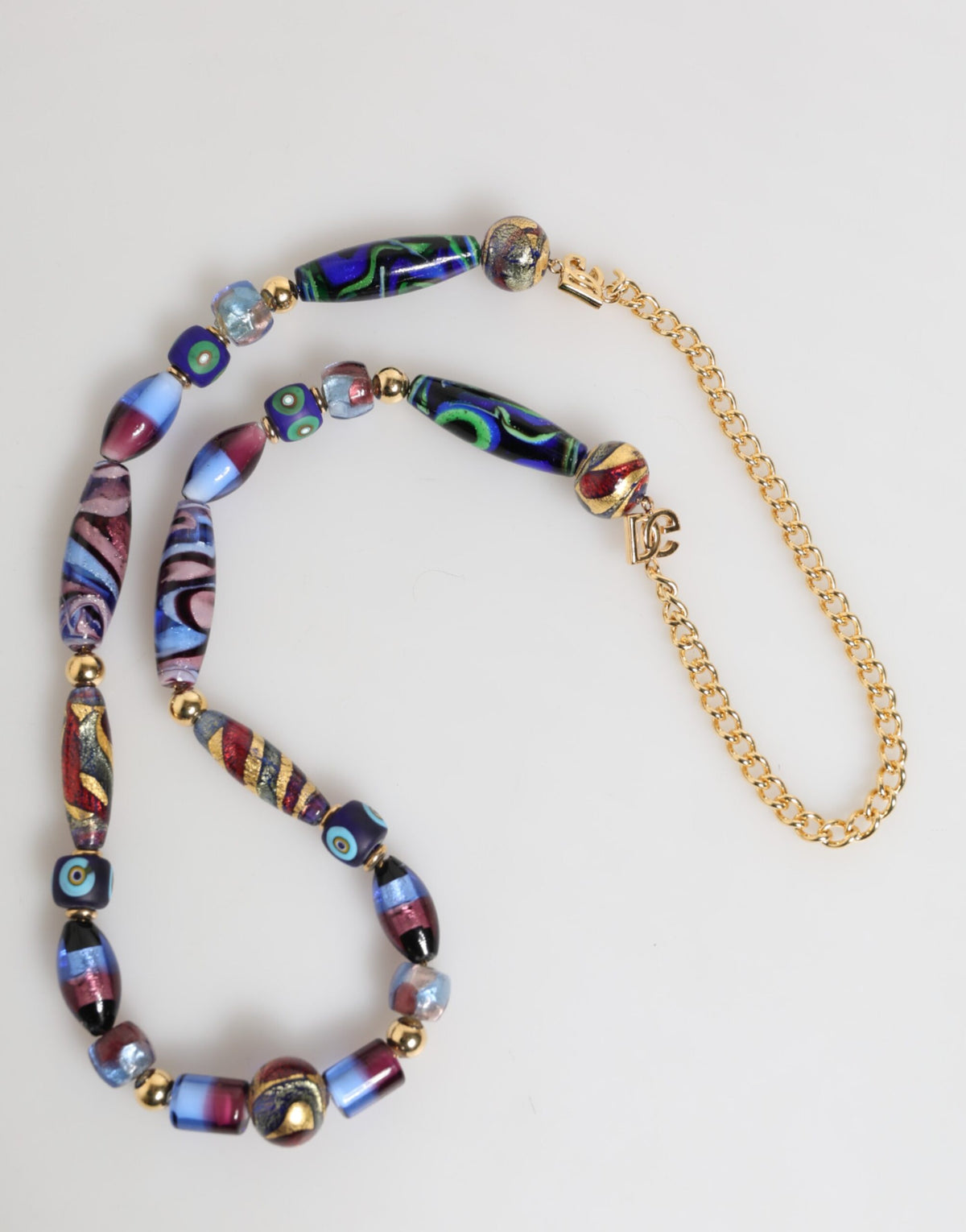 Dolce & Gabbana Multicolor Murano Glass Bead & Gold-Tone Chain Necklace
