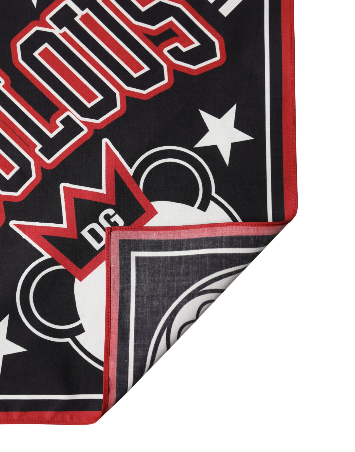 Dolce & Gabbana Black & Red Panda Print Cotton Foulard
