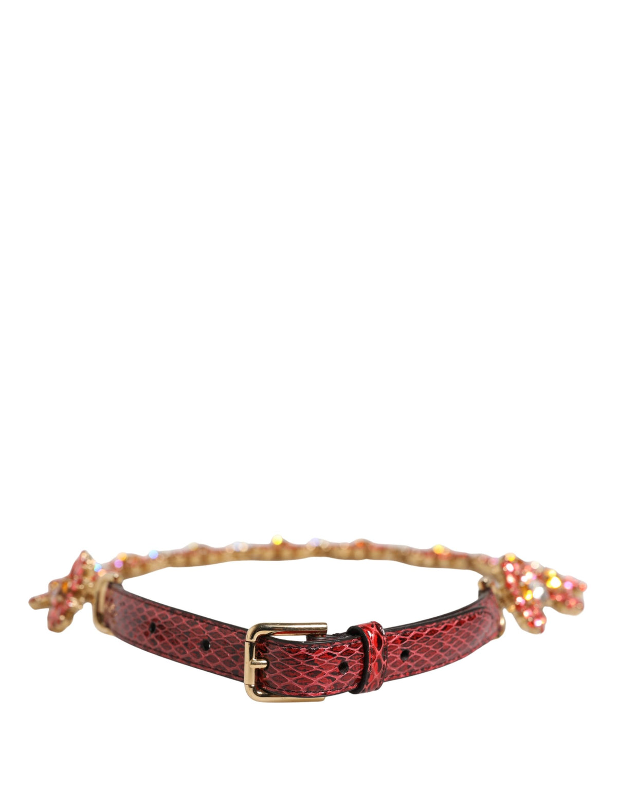 Dolce & Gabbana Red Daisy Crystal-Embellished Leather Waist Belt