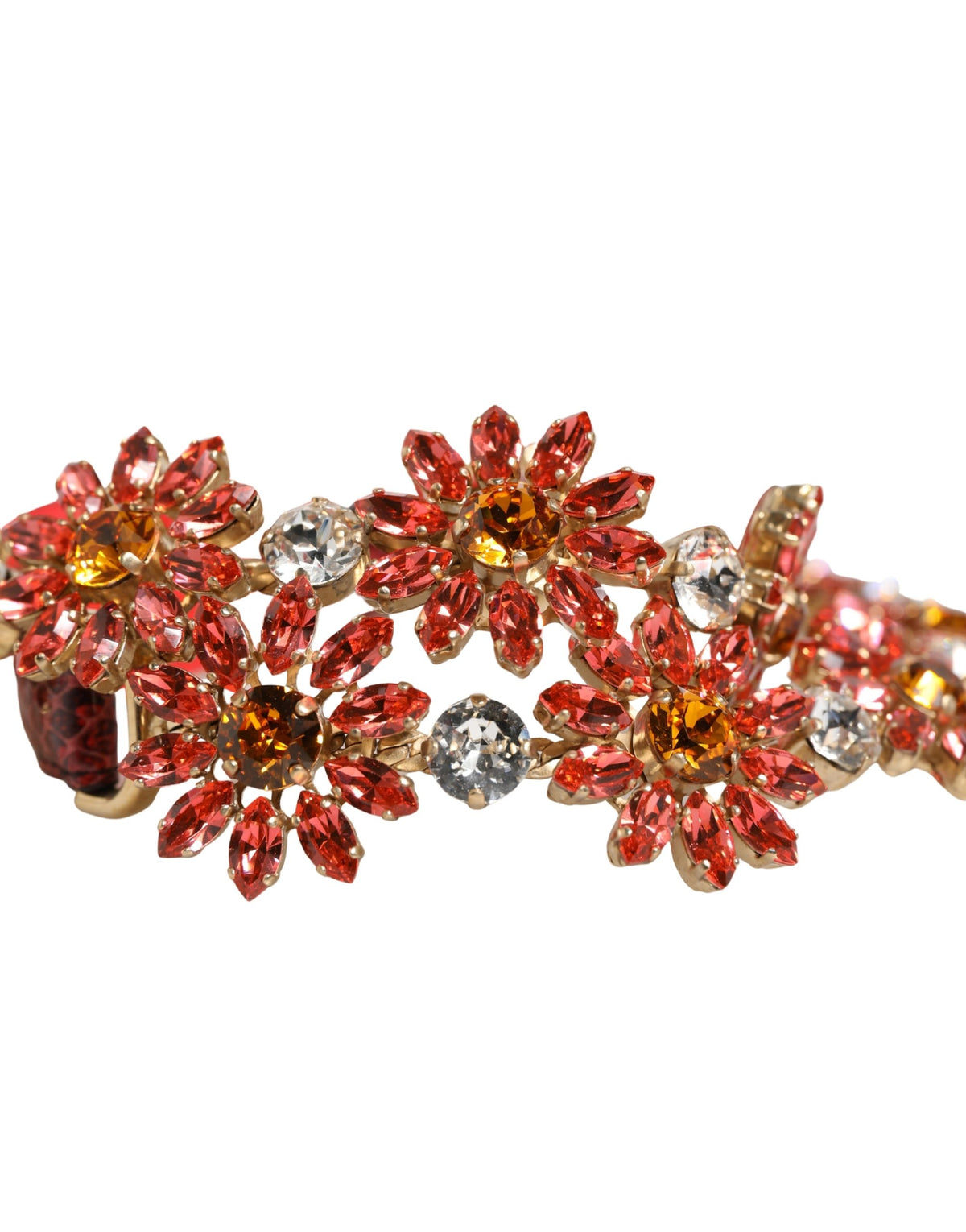Dolce & Gabbana Red Daisy Crystal-Embellished Leather Waist Belt