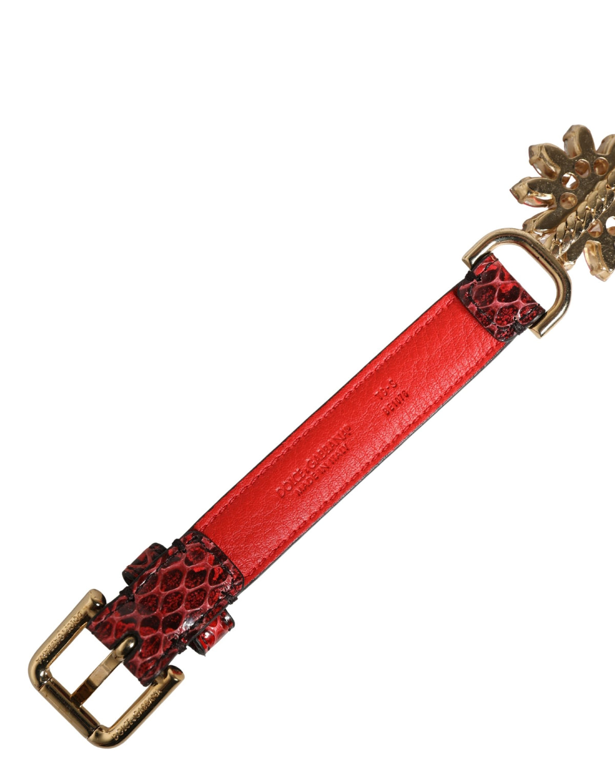 Dolce & Gabbana Red Daisy Crystal-Embellished Leather Waist Belt
