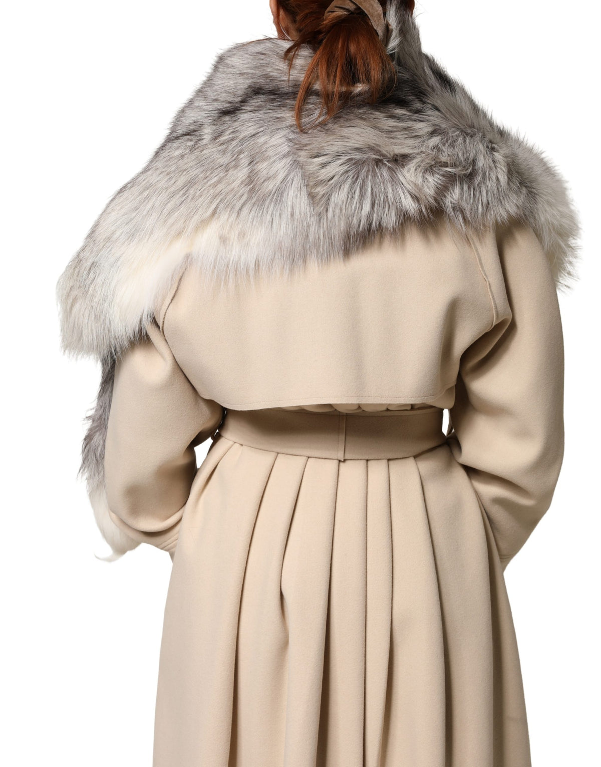 Dolce & Gabbana White Fox Fur Stole with Silk Lining