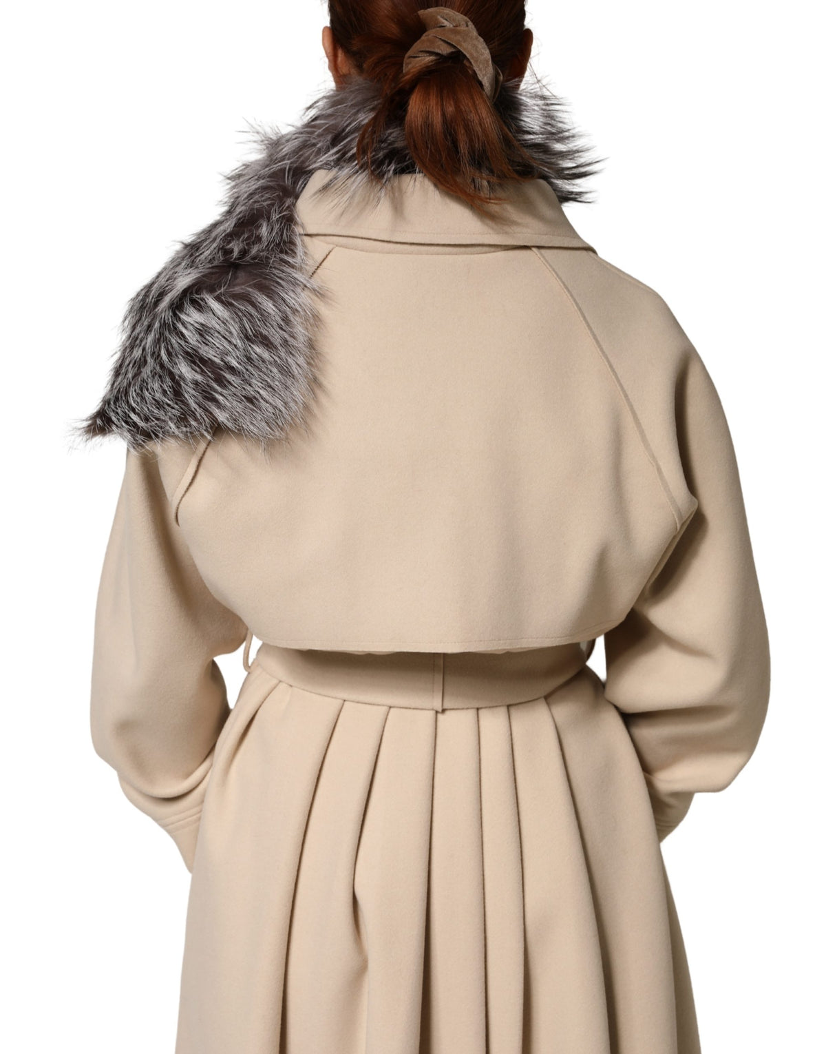 Dolce & Gabbana Gray Silver Fox Fur Collar