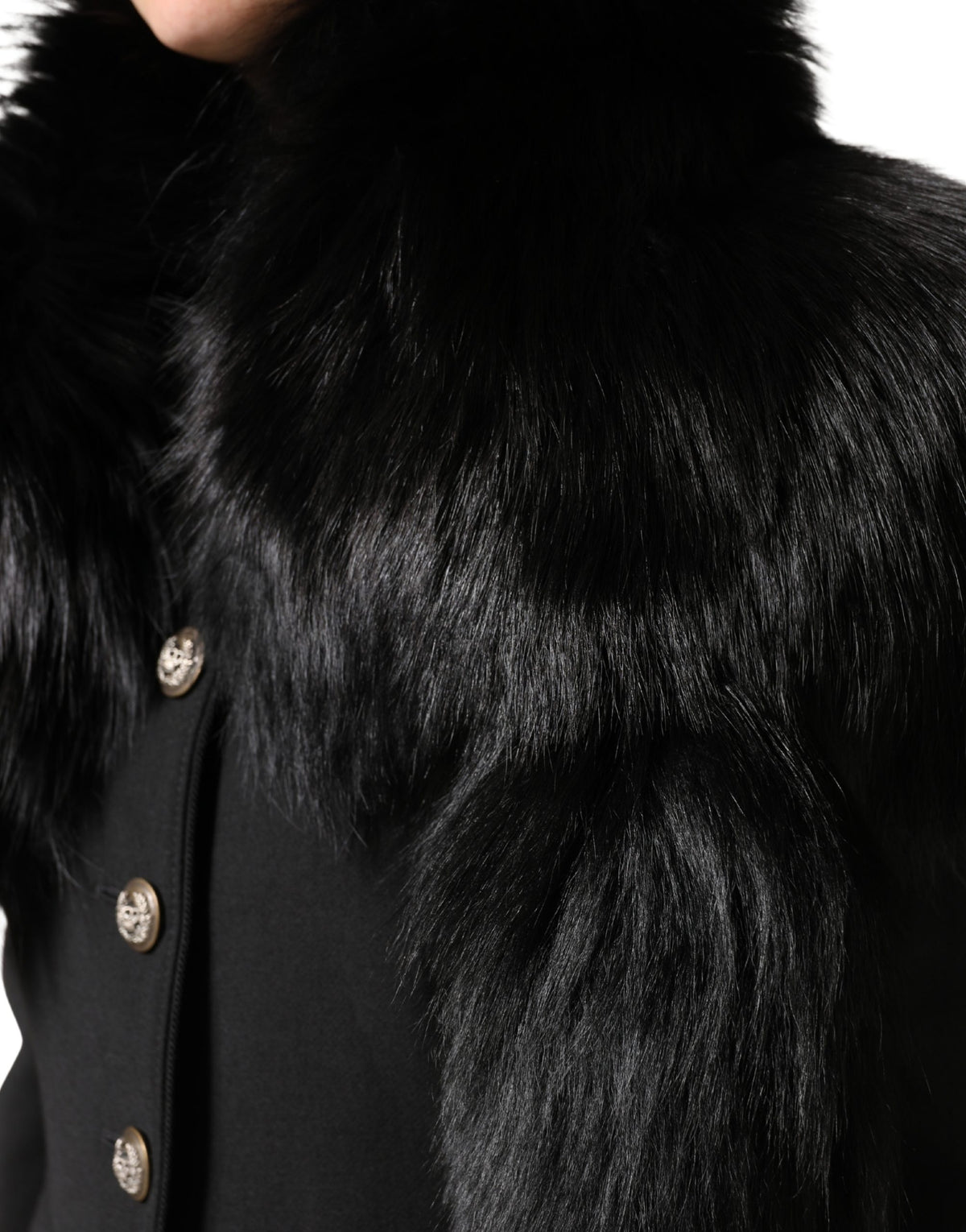 Dolce & Gabbana Black Fox Fur Collar