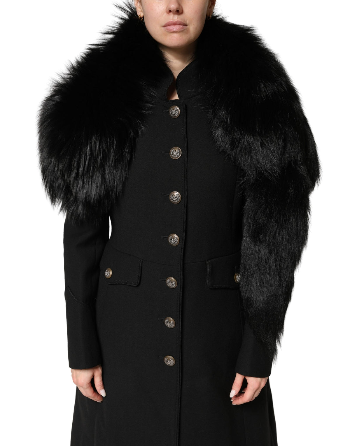 Dolce & Gabbana Black Fox Fur Collar