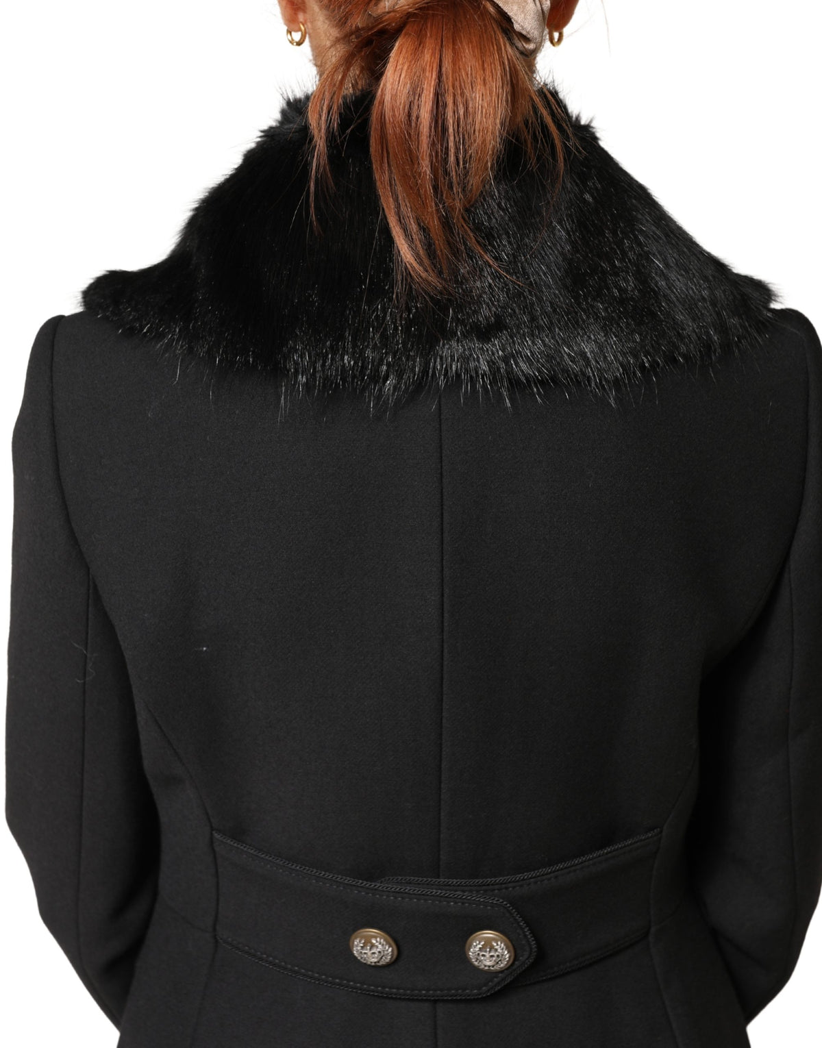 Dolce & Gabbana Black Rat Mousquet Fur Collar