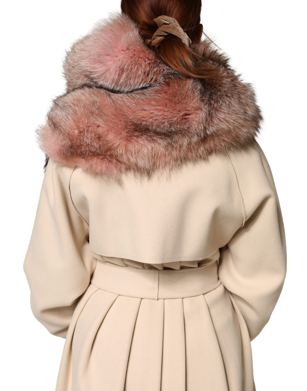 Dolce & Gabbana Pink Frost Fox Fur Collar