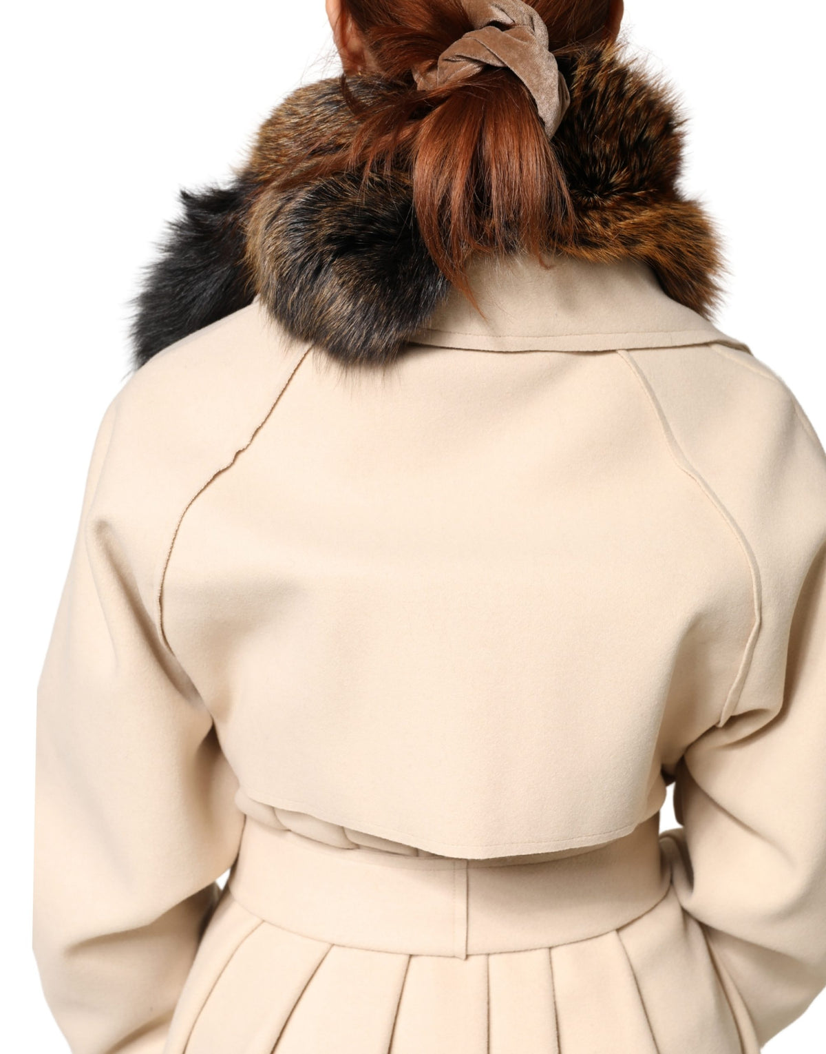 Dolce & Gabbana Brown Red Fox Fur Collar