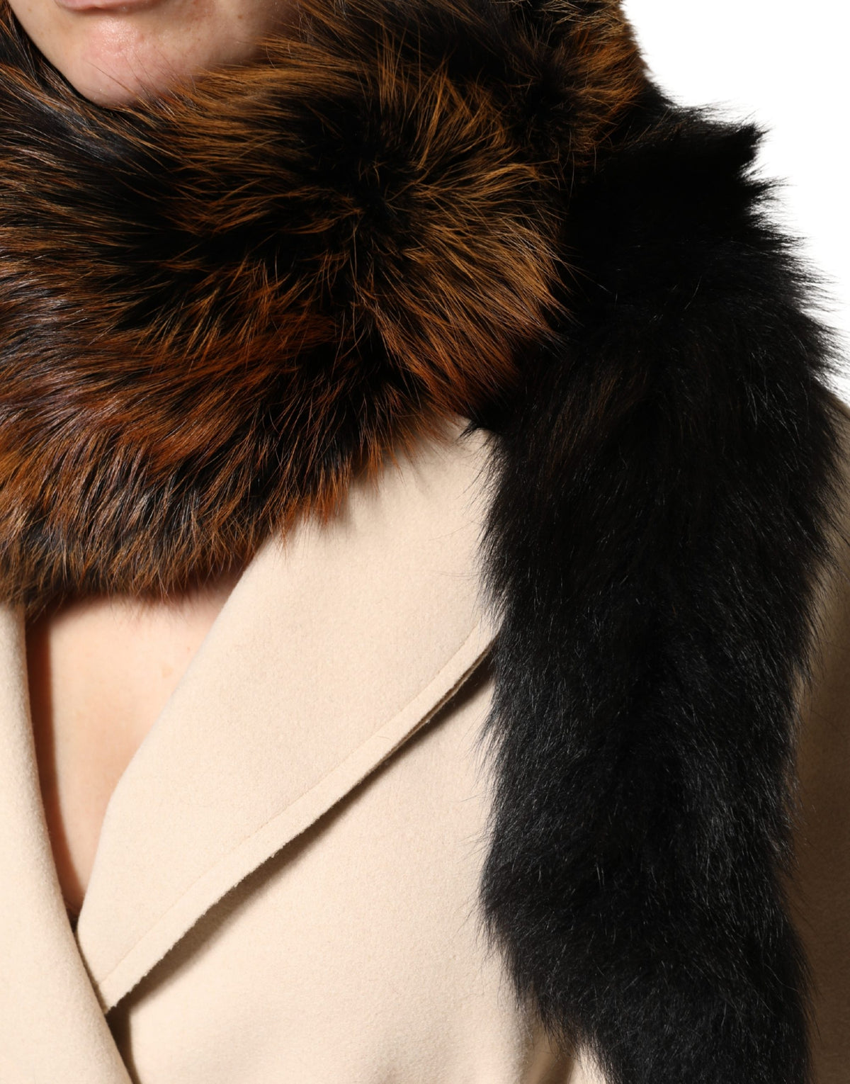 Dolce & Gabbana Brown Red Fox Fur Collar