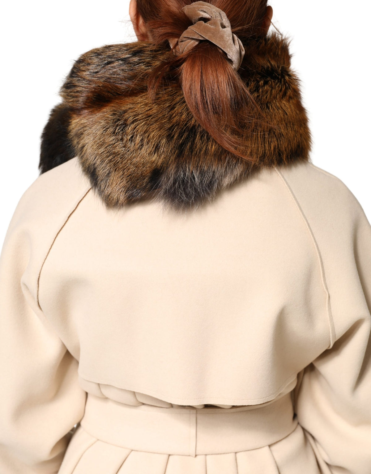 Dolce & Gabbana Brown Red Fox Fur Collar