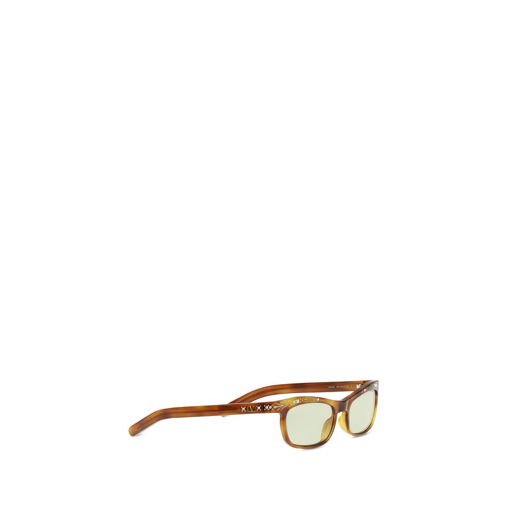Valentino Garavani Brown Tortoiseshell Crystal-Embellished Sunglasses