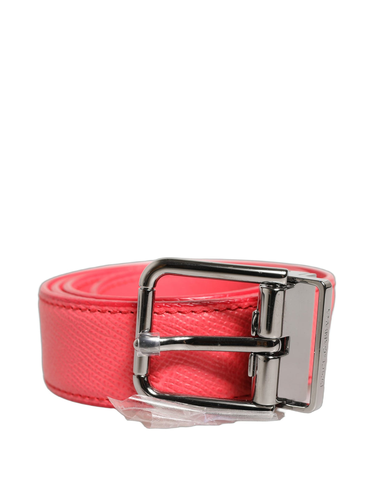Dolce & Gabbana Pink Lambskin Leather Silver-Tone Buckle Belt
