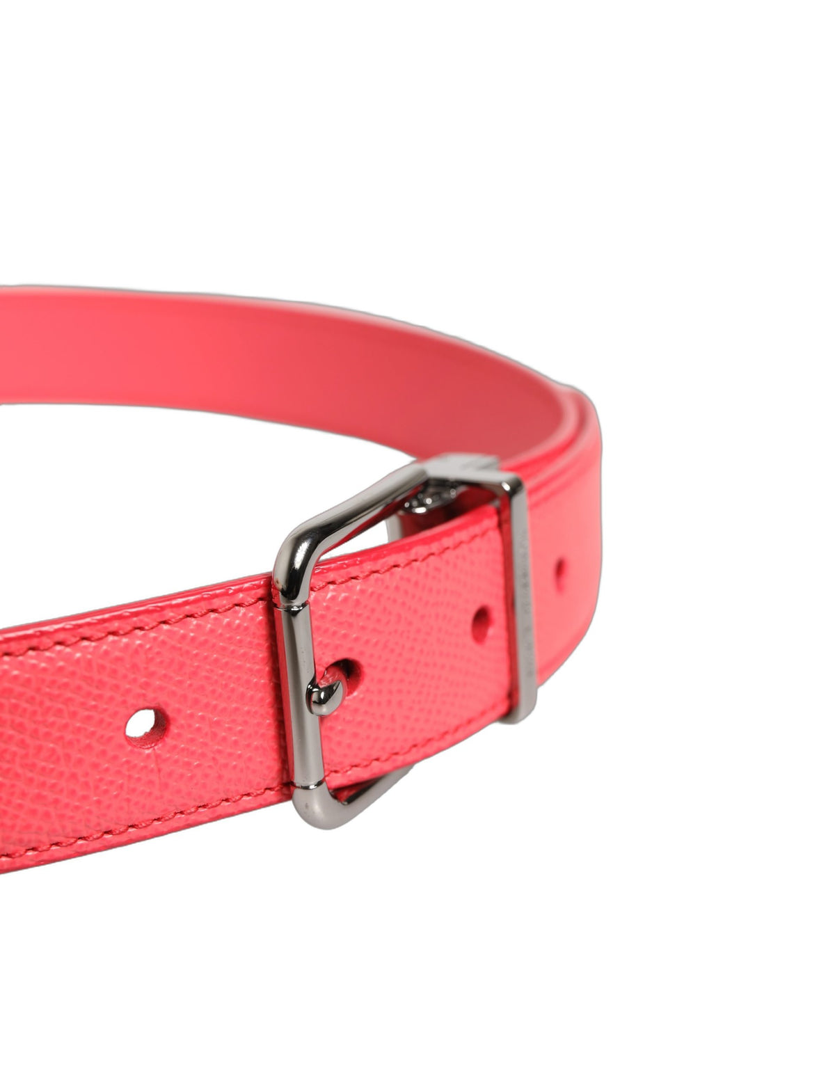 Dolce & Gabbana Pink Lambskin Leather Silver-Tone Buckle Belt