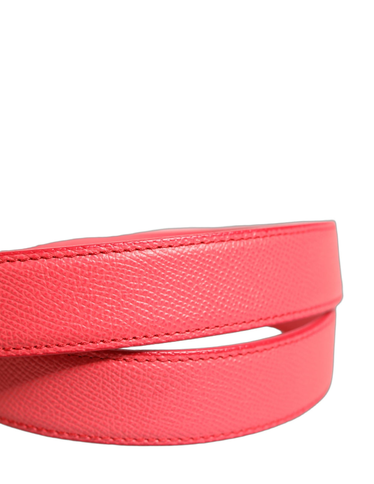 Dolce & Gabbana Pink Lambskin Leather Silver-Tone Buckle Belt