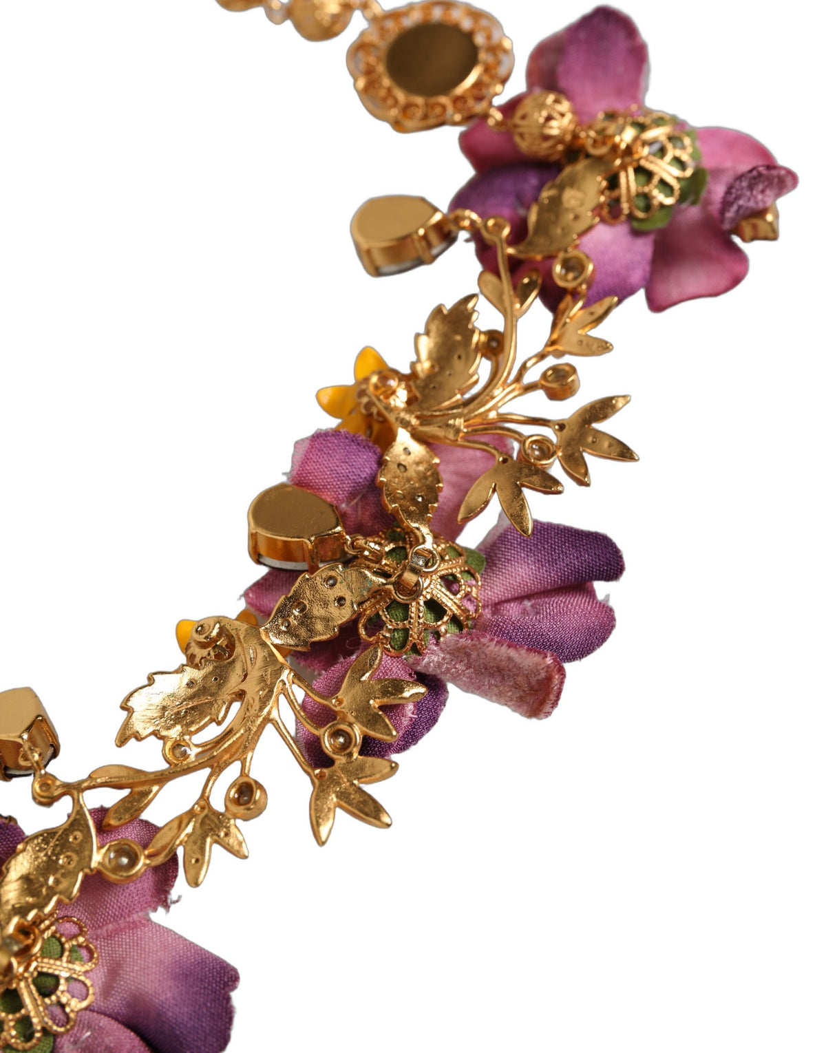 Dolce & Gabbana Gold-Tone Multicolor Crystal Floral Necklace