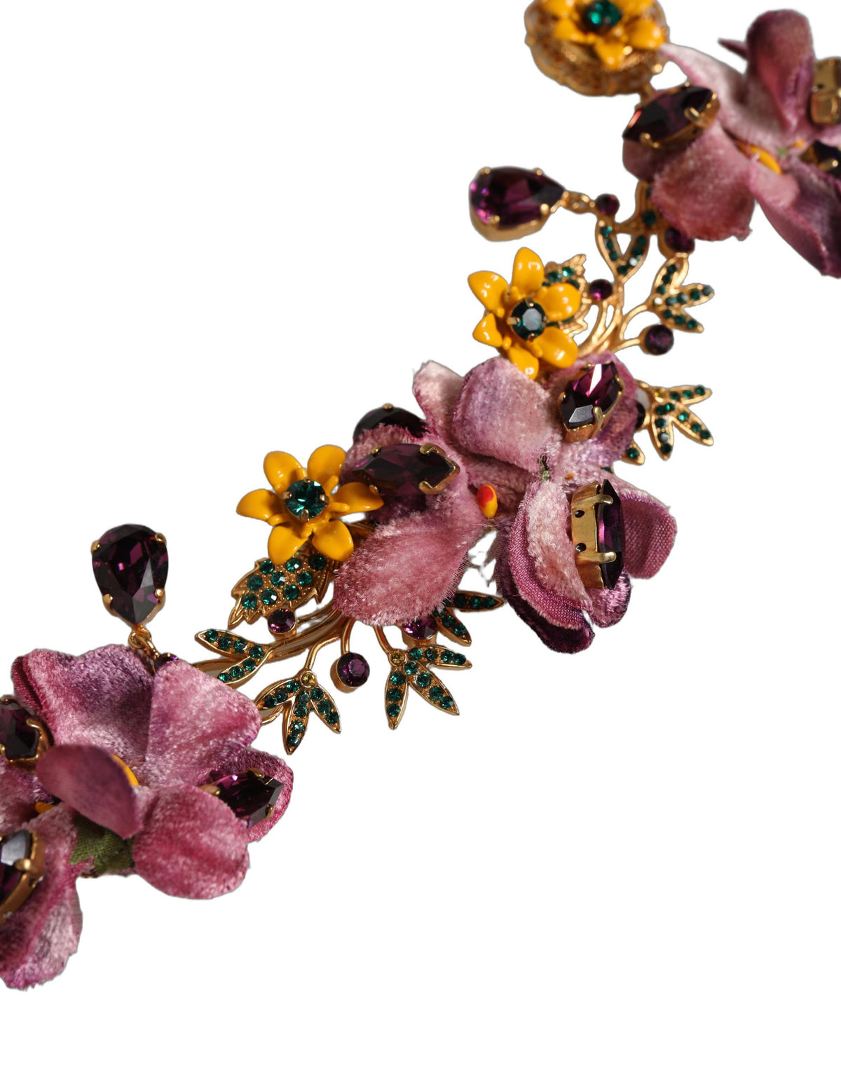 Dolce & Gabbana Gold-Tone Multicolor Crystal Floral Necklace