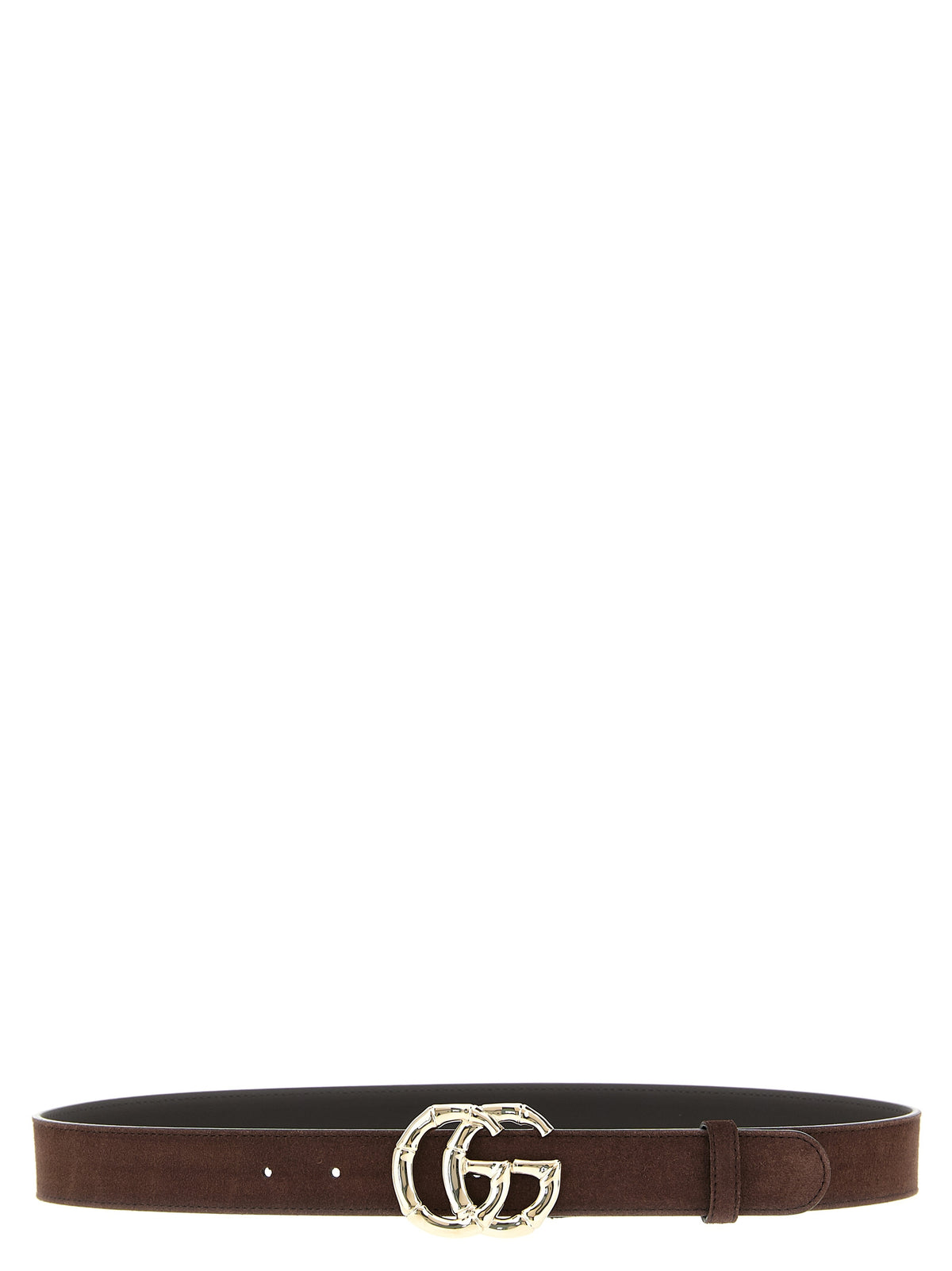 Gucci GG Marmont Dark Brown Suede Bamboo Double G Belt