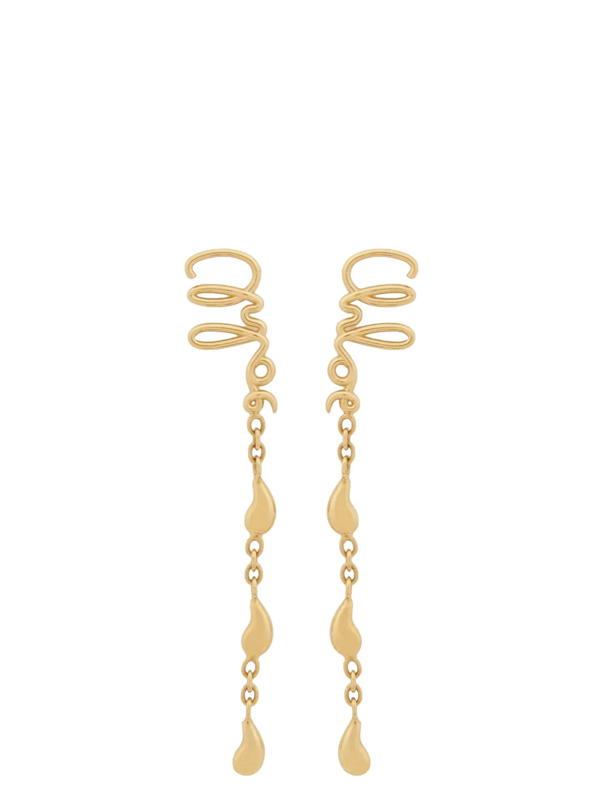 Chloé Iconic Gold Brass Chain Drop Earrings