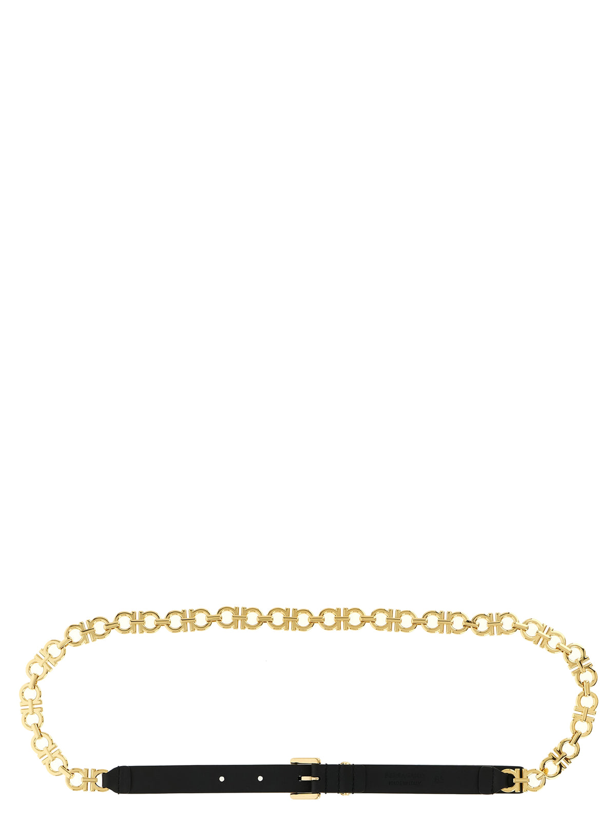 Ferragamo Black Leather & Gold-Tone Gancini Chain Belt