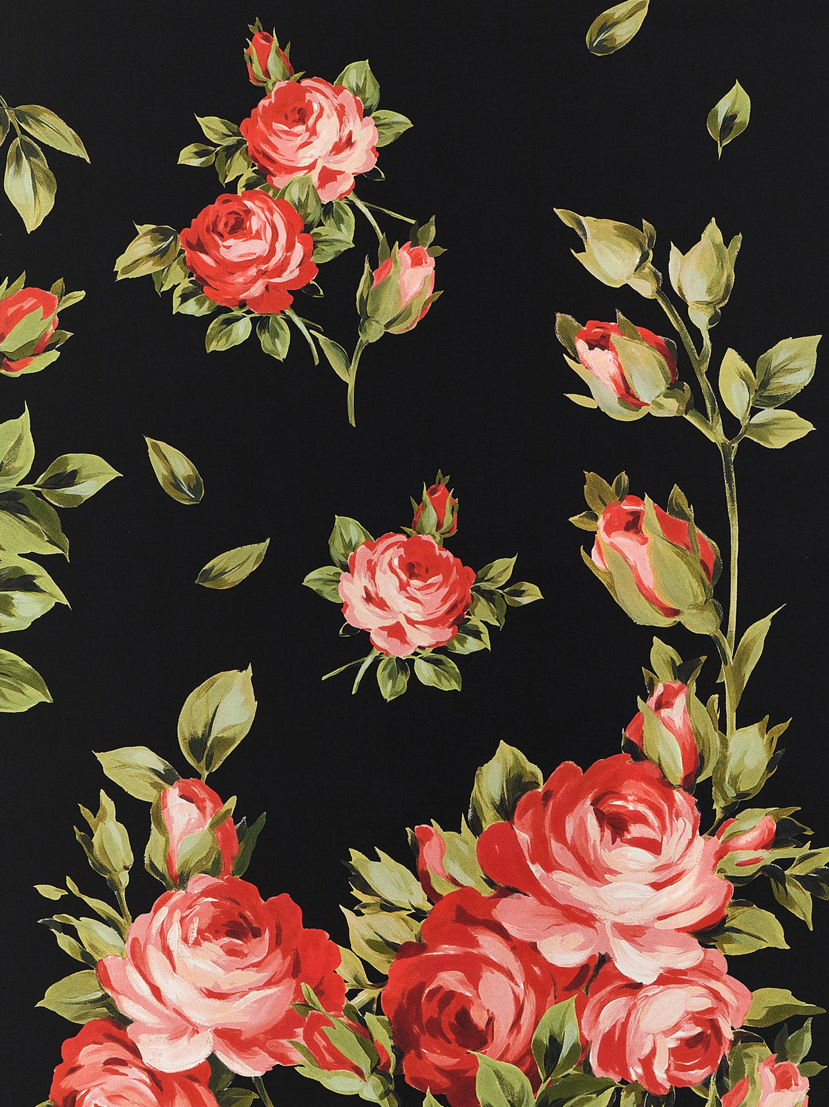 Dolce & Gabbana Bouquet Rose Black Silk Twill Foulard