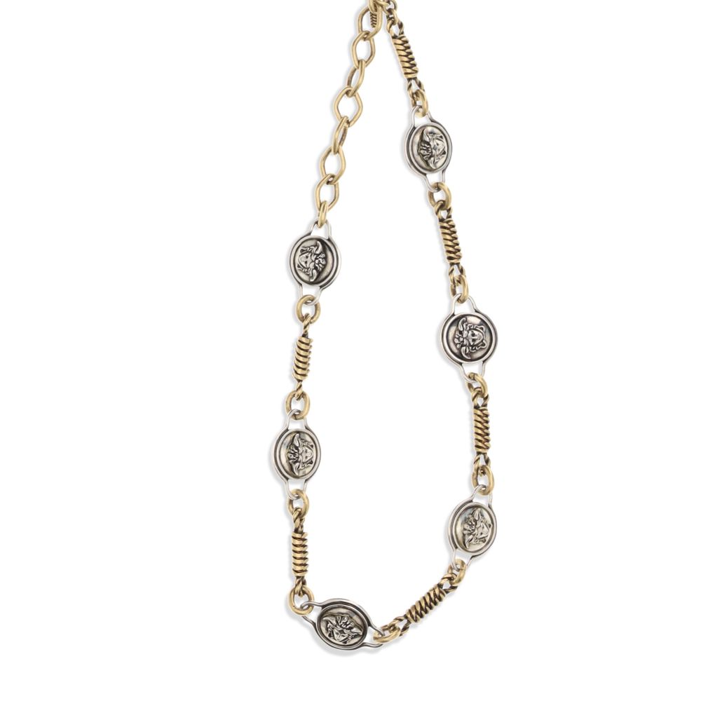 Versace Novantatré Mixed-Metal Medusa Chain Necklace