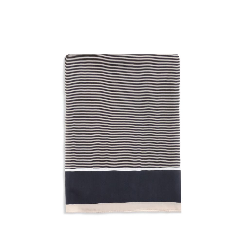 Saint Laurent Cassandre Blue Striped Silk Stole