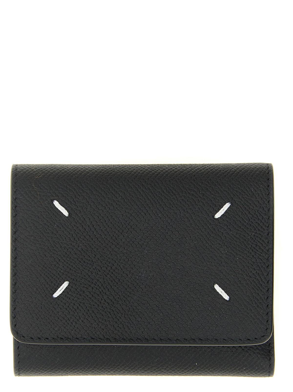Maison Margiela Four Stitches Black Calf Leather Tri-Fold Wallet